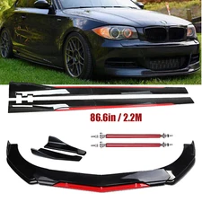 Front Bumper Lip Splitter Spoiler Glossy Black Red For BMW 1 Series Body Kit
