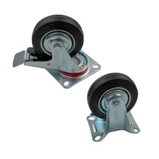 100mm Rubber Swivel Castor Wheel Trolley Rigged Caster BOLT on