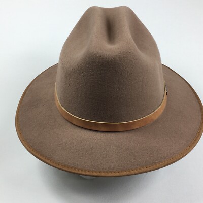 FRYE Felt Tall Crown Fedora Leather Band Stetson Hat Sz OSFM  display picture 3