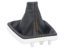 SCHALTMANSCHETTE FUR HYUNDAI KONA 2017-2023 SCHALTSACK SCHWARZ LEDER NAHT ORANGE