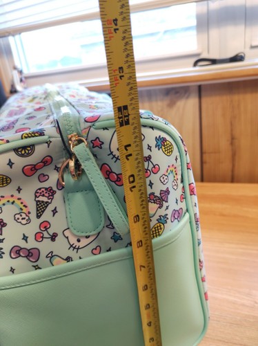 NEW WITH TAGS HELLO KITTY SANRIO AQUA GREEN ICE CREAM BOWS WEEKENDER DUFFEL BAG - Picture 12 of 12