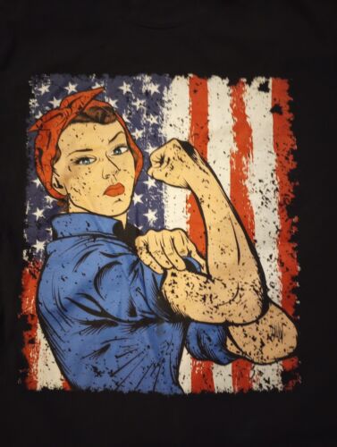 Rosie Riveter American flag Tshirt Adult Large USA flag patriotic  - Picture 1 of 7