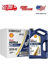 (3 pack) Shell Rotella T6 Full Synthetic 5W-40 Diesel Engine Oil, 1 Gallon