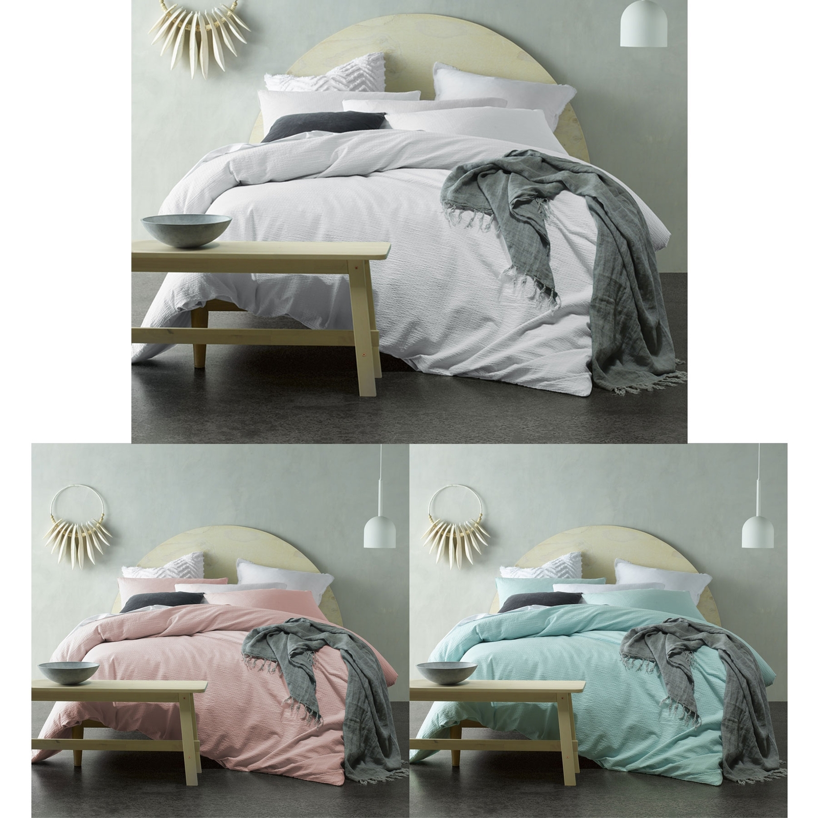Crinkle Cotton Quilt Cover Set by Accessorize - SINGLE DOUBLE QUEEN KING Crinkle Cotton Quilt Cover Set by Accessorize - SINGLE DOUBLE QUEEN KING
