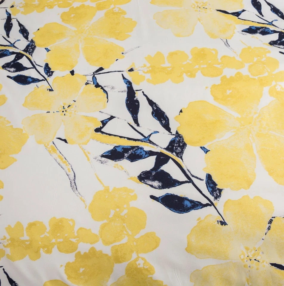 Tache Watercolor Floral Light Yellow Blue Flowers Reversible Print Duvet Cover - Image 3 of 4