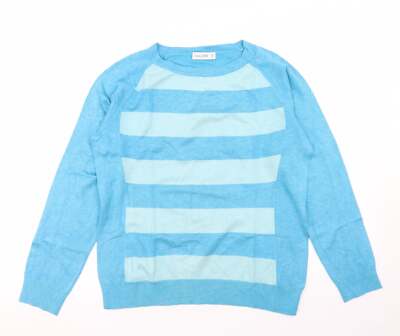 Gallery Herren Pullover Blau Rundhals Viskosemischung Größe M