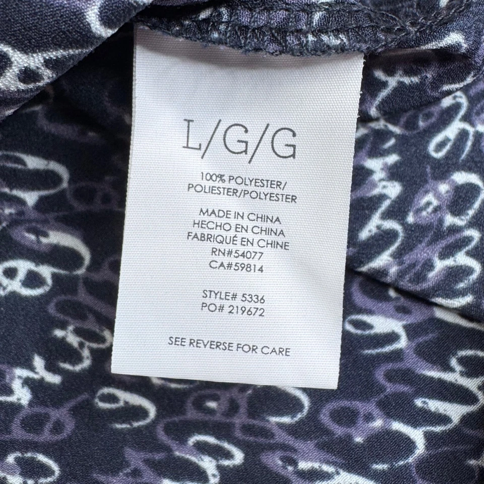 Cabi Te Amo Love Letters V Neck Blouse Navy Blue Womens Large - Imagem 4 de 4