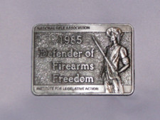 Vintage 1985 NRA Rifle Association Belt Buckle Defender of Firearms