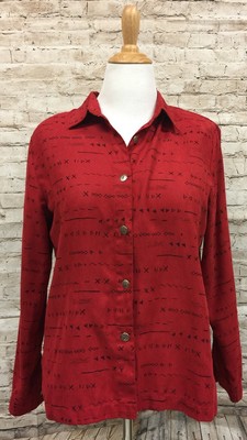 Dress Barn Womens Red X Triangles Business Dress Casual Blouse Top