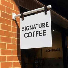 Outdoor Round Blade Sign | Custom Double-Sided Logo Signage | Wall-Mounted