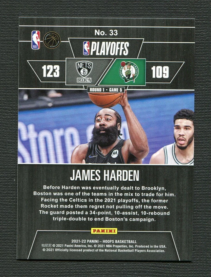 2021-22 Hoops Road to the Finals #33 James Harden 343/2021 - Nets - Image 2 of 2