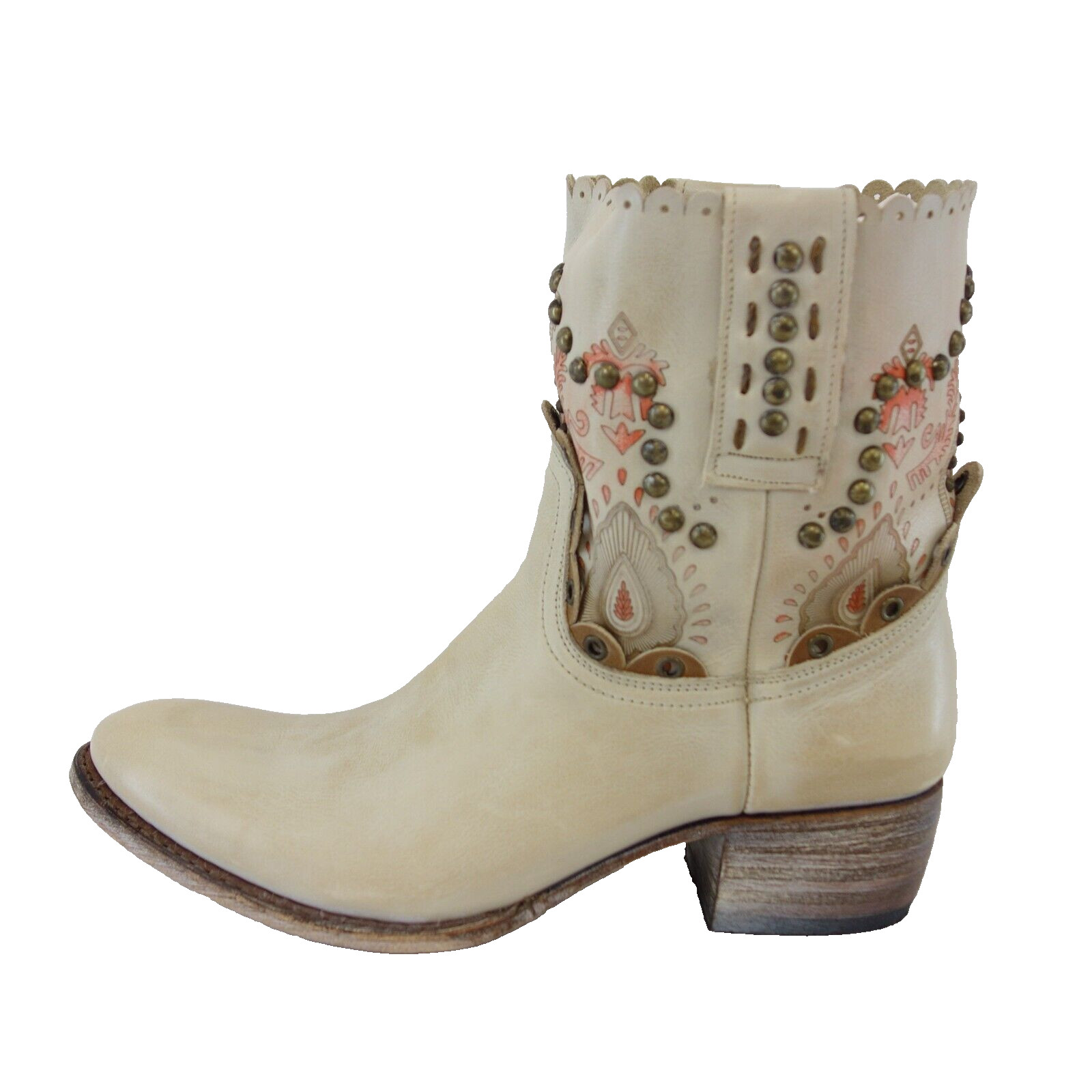 Женские ботинки Stiefel Schuhe Leder бежевого цвета с принтом Nieten Größe 37