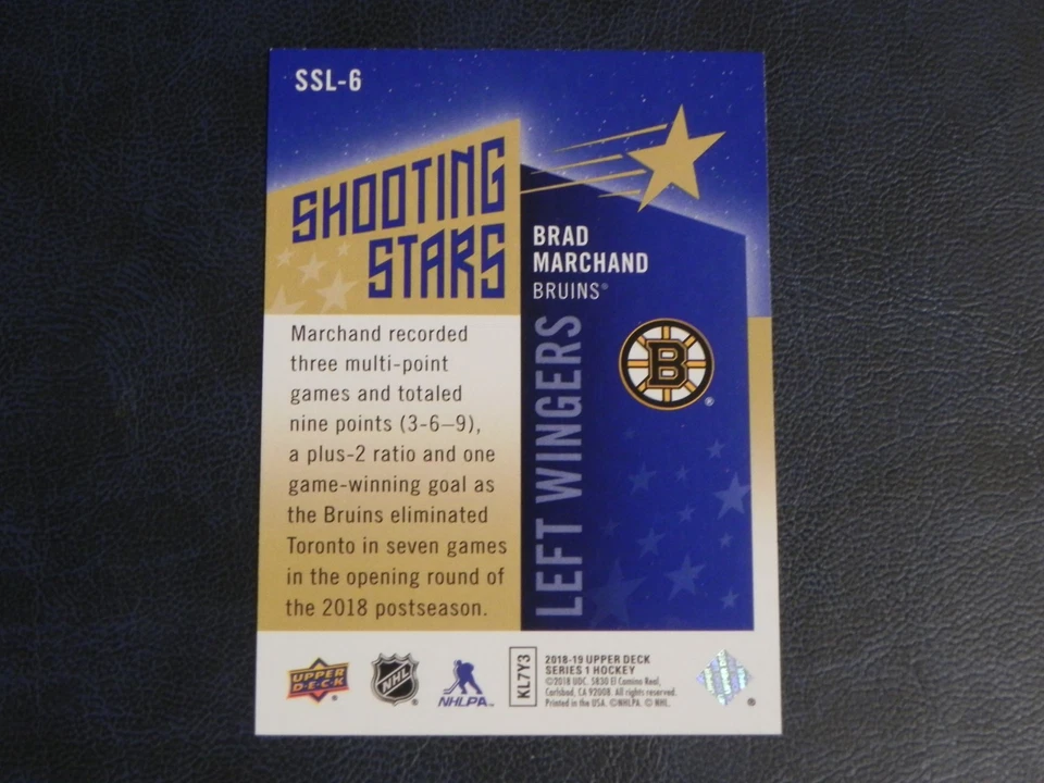2018-19 18/19 Upper Deck UD Shooting Stars SSL-6 Brad Marchand Boston Bruins - Image 2 of 2