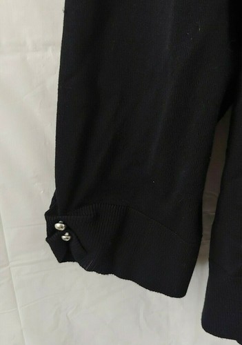 Cato Womens Cardigan Sweater 26 28 Black Ruffle Button Front 3/4 Sleeves - Picture 2 of 8