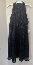 Laundry By Shelli Segal Sequin  Sleeveless dress a line size 6 black halter