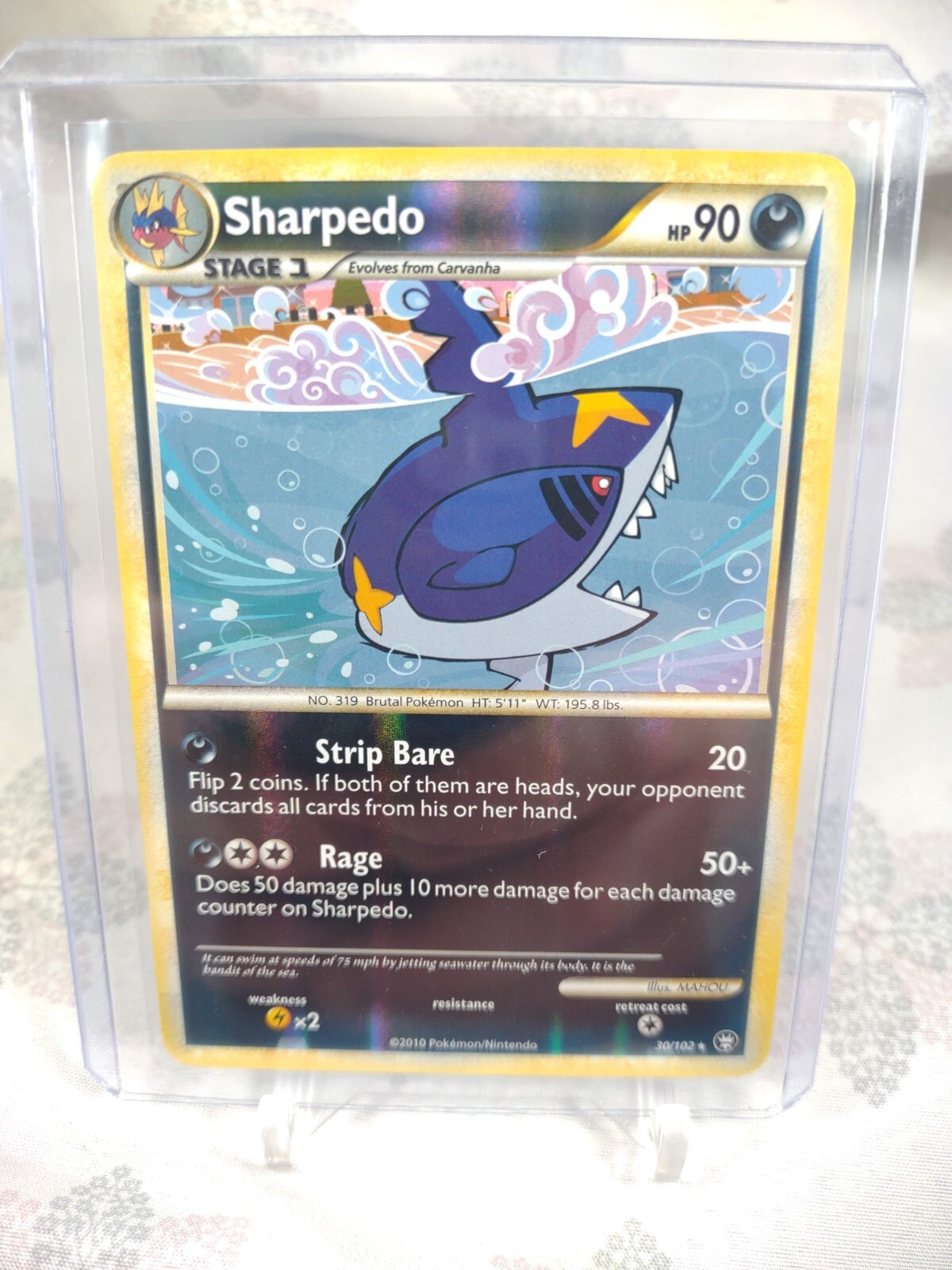 Pokemon Card - Sharpedo #30/102 HS Triumphant Reverse Holo Rare LP