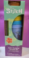 Disney Stitch Color Changing Tumbler Set Includes 4 Tumblers 4 Straws 4 Plastic