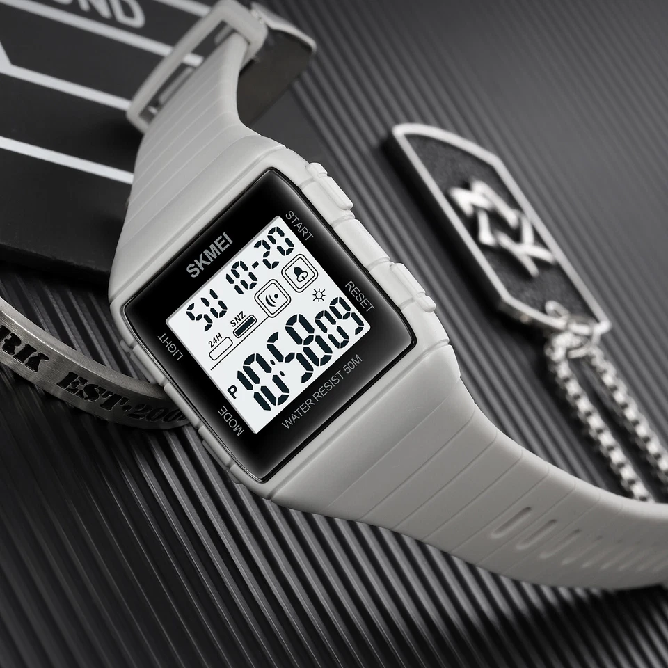 SKMEI Hombre Relojes Rectángulo Electrónico Reloj Niños Cuadrado Digital LED Reloj Foto 4 de 4