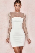House of CB ‘Nikola’ Ivory Crystal Dress Size L