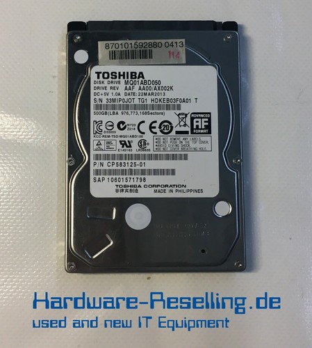Toshiba 500GB 2,5" 5.4K 3G SATA III MQ01ABF050 1PCP583125-01