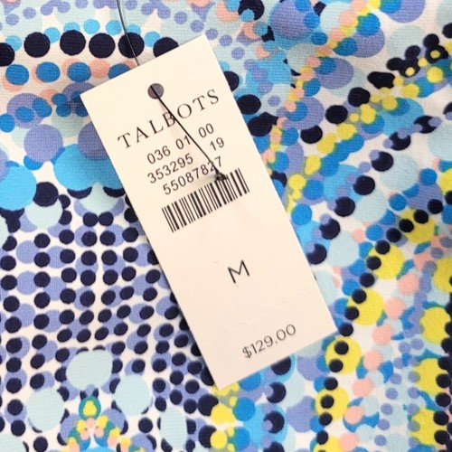 Talbots Shift Dress Medium Dotted Paisley Turquoise Midi Stretch ¾ Sleeve $129 - Picture 2 of 17