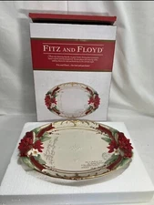 Stunning Huge Fitz and Floyd Cardinal Christmas Centerpiece Platter New Open Box