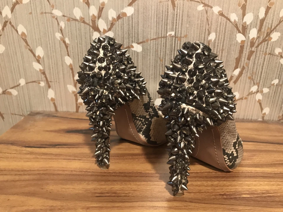 Sam Edelman Lorissa Snake Crystal Metal Studded Peep Toe High Heel Shoes 6M $250 - Image 3 of 4