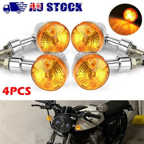 4x Amber Turn Signal Lights 12V 10W – Fits Honda CT70, CT90, XL100, CB350, CM400, CB450, CB750 (10mm Bolt, IP67)