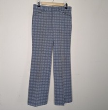 VTG 1970s Bell Bottom Disco Pants Farah Blue Black Measures 31x28  See Descrip