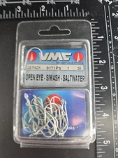 25PK VMC OPEN EYE SIWASH HOOKS Size 1 9171PS