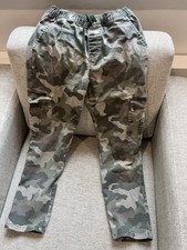 Cat Jack Boys Green Gray Camouflage Cargo Pants Tapered Drawstring size 12