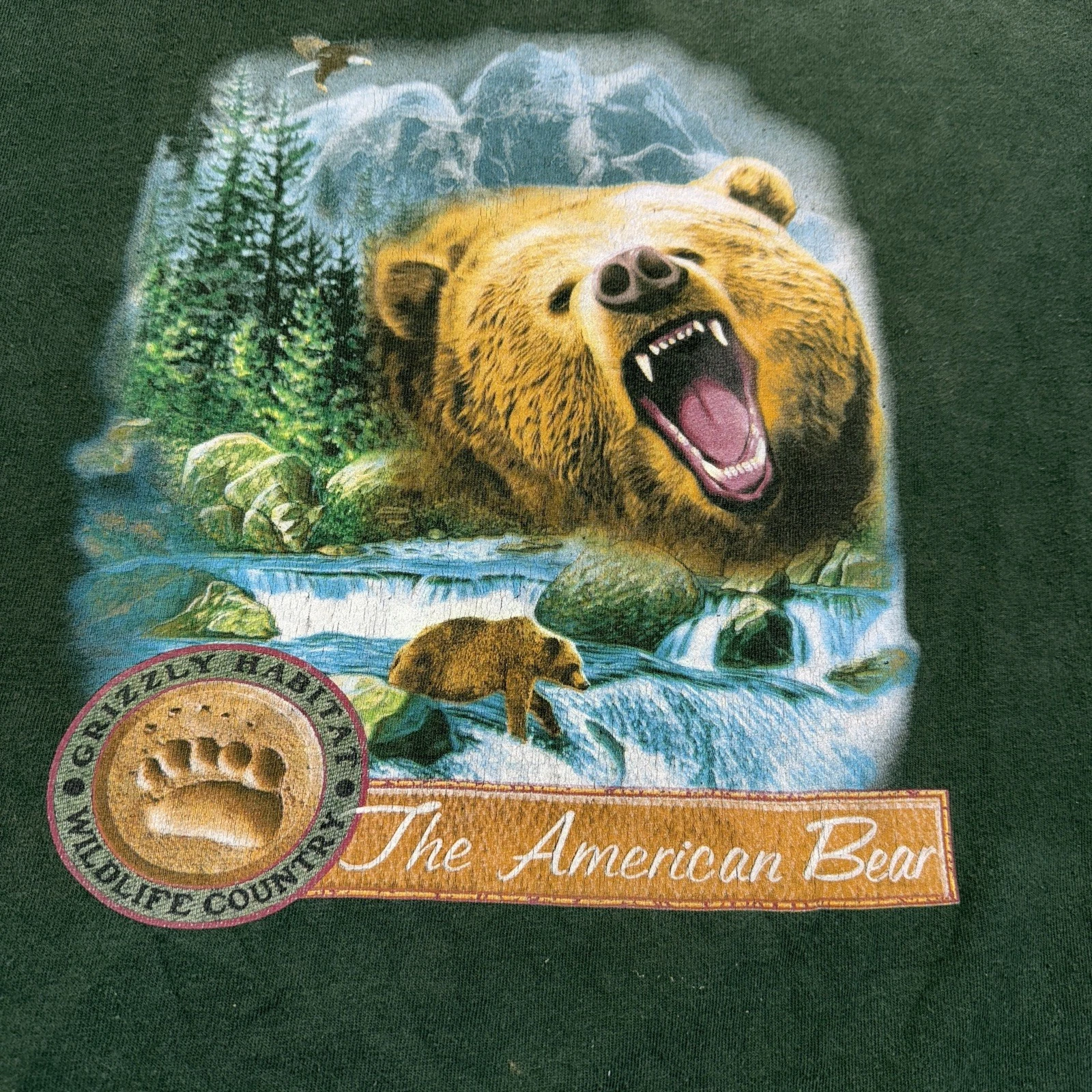 Vtg Delta Magnum Weight XL Grizzly Bear Long Sleeve Tee Nature Wildlife USA