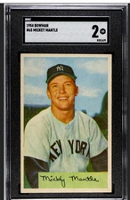 MICKEY MANTLE 1954 BOWMAN SGC 2 ! *JUST GRADED ! *DEAD CENTERED BLAZER~*STUNNER