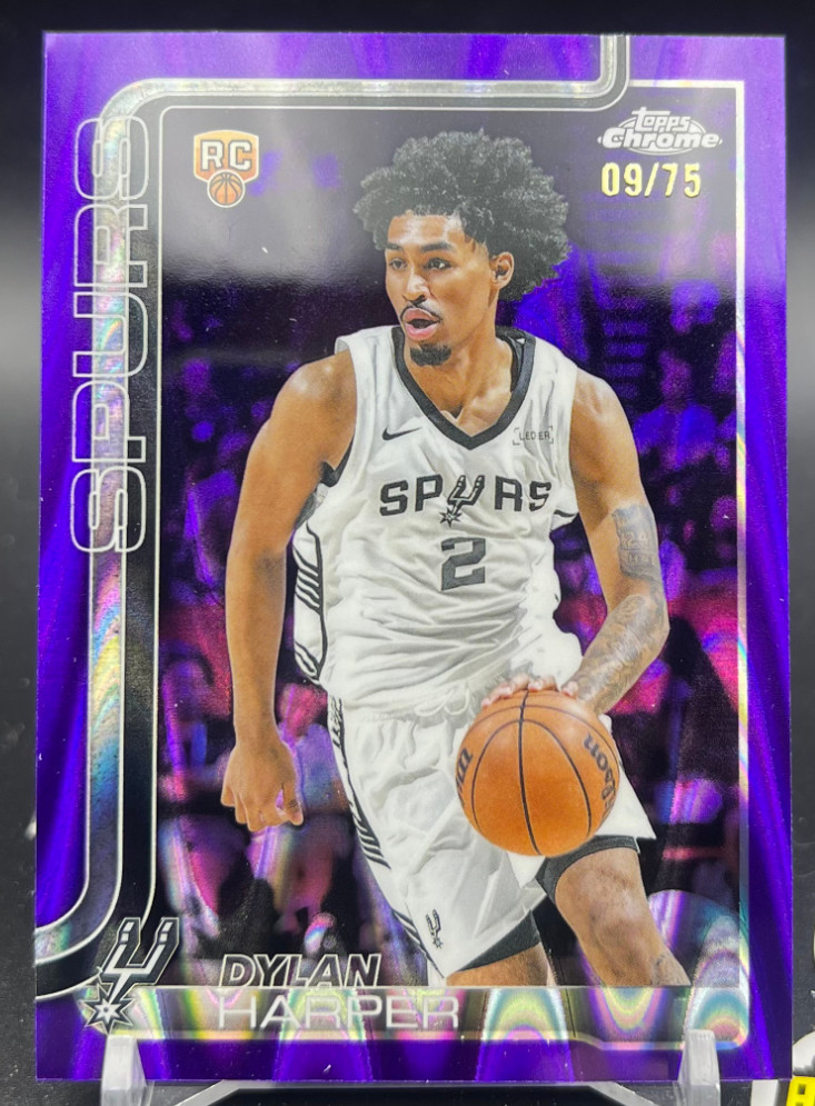 Dylan Harper 2025-26 Topps Chrome 09/75 Purple Raywave Refractor RC Spurs #252