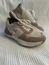 Vintage Havana Run Nude Glitter Beige/Gold Mesh Lace Up Sneakers Preowned 8.5