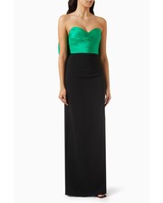 Jovani Strapless Maxi Gown in Silk Taffeta & Stretch Crepe Black Pre-Owned