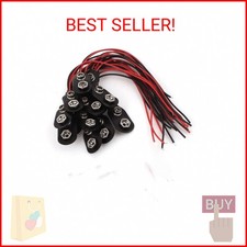 bnafes 10pcs DC 9V Battery Clip I-Type Soft Buckle Connector Lead Wire 15cm Long