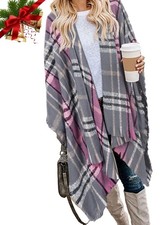 Boho Open Front Poncho Shawl Wrap Cape Tassel Cardigan Sweater