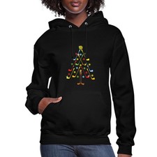 Christmas Golf Tree Golf balls and Golf clubs Women's Hoodie