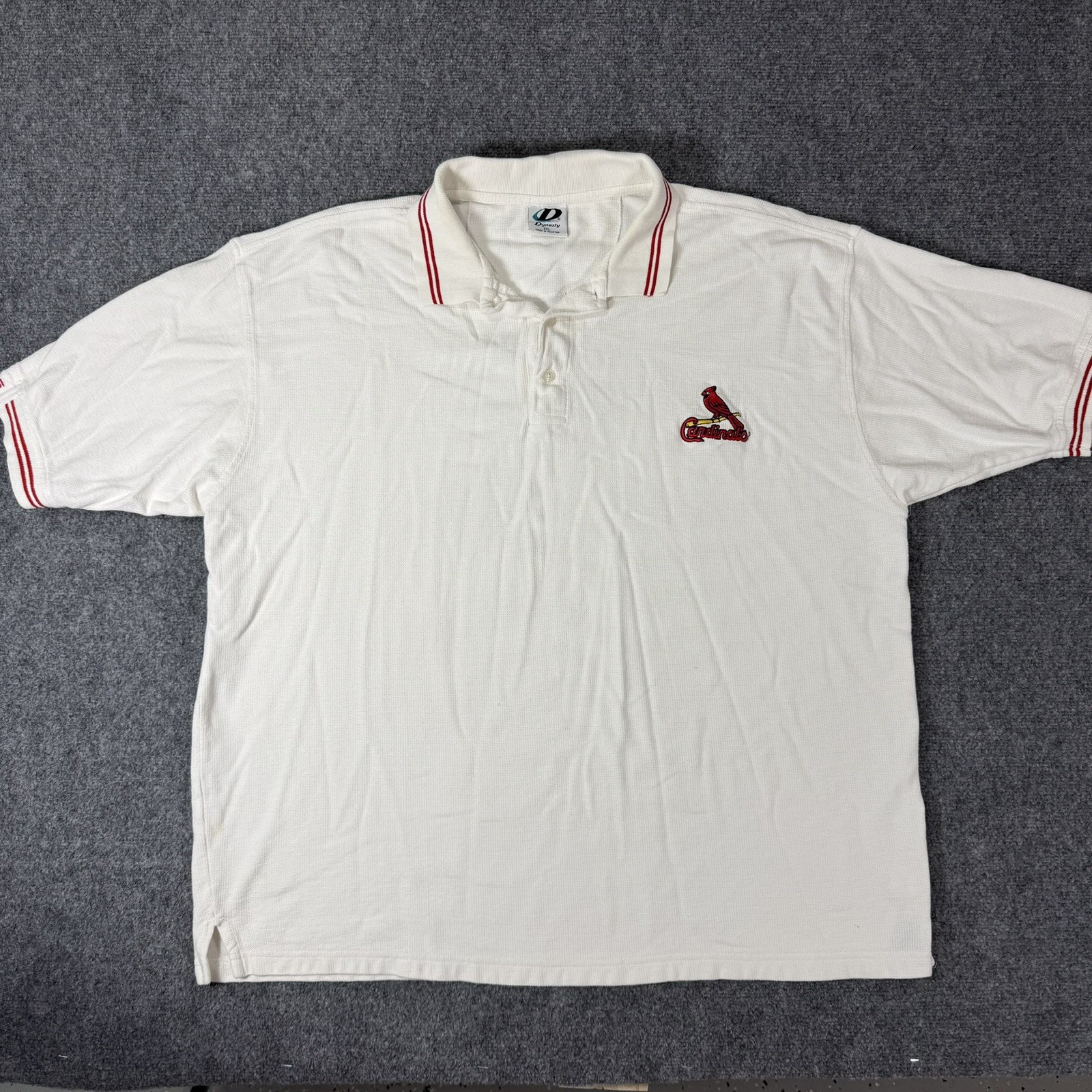 ⚾ St. Louis Cardinals Polo Shirt 2XL White Red Trim MLB Dynasty 👕 Read!
