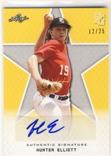HUNTER ELLIOTT 2020 Leaf Perfect Game PG Yellow AUTO /25 OLE MISS