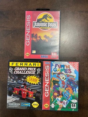 Sega Genesis Game Lot of Jurassic Park, Fun n Games, Ferrari