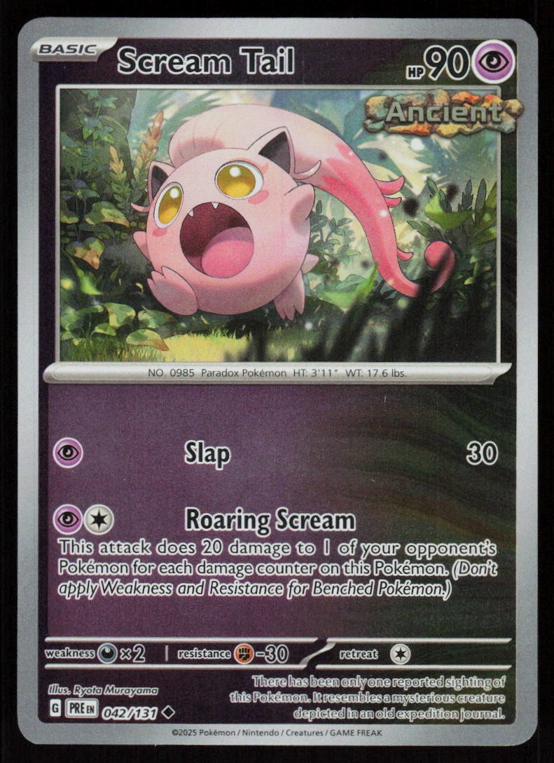 Scream Tail 042/131 Uncommon Prismatic Evolutions Pokemon Reverse Holo Near Mint