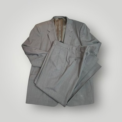 Nino Cerutti Vintage Suit Mens 44R Grey 2-Piece Pleated Pant USA Retro Academia