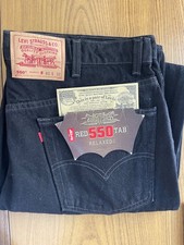 Vintage Levi's 550 USA Made 90s Deadstock Black 40x32 Relaxed Fit