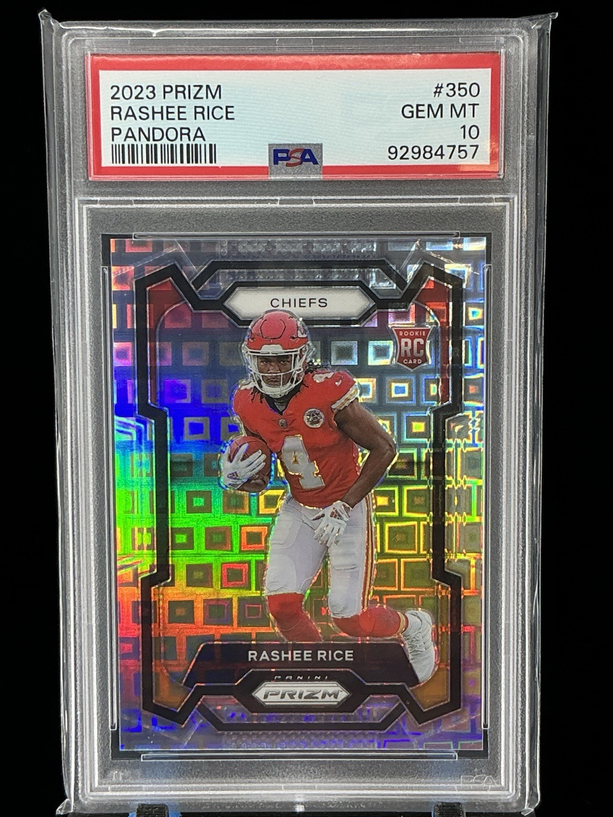 2023 Panini Prizm Rashee Rice Pandora Prizm Rookie RC /400 #350 Chiefs PSA 10