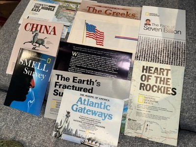Lot 11 Vintage National Geographic World US Maps & Inserts Lot