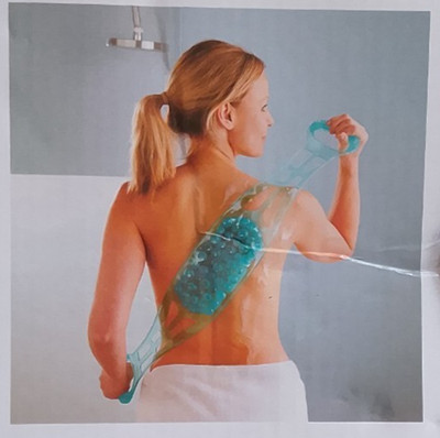 Rückenpeeling blau 85 cm beidseitige Peelingbürste mit Massageknoten