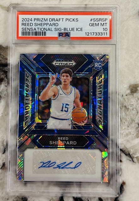 Panini 2024 Prizm Reed Sheppard Sensational Sig-BLUE ICE Auto SS-RSP /15 PSA 10
