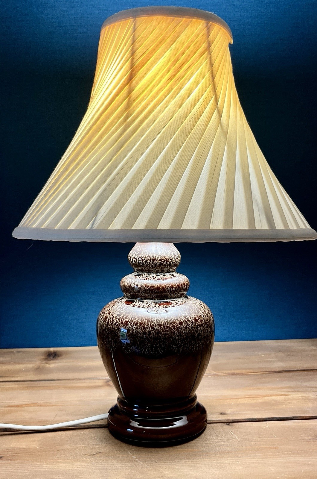 Vintage Brown Drip Glaze Ceramic Table Lamp Base Retro Fat Lava Style 26cm image 3